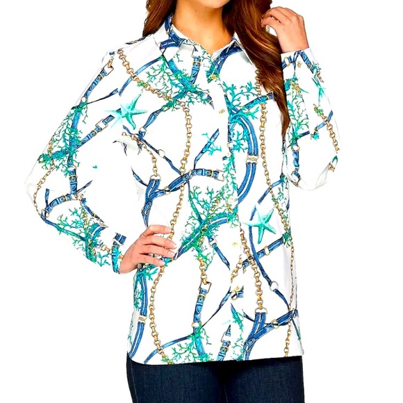 Tops - 🎄 SUSAN GRAVER Ocean Life Button Up Blouse